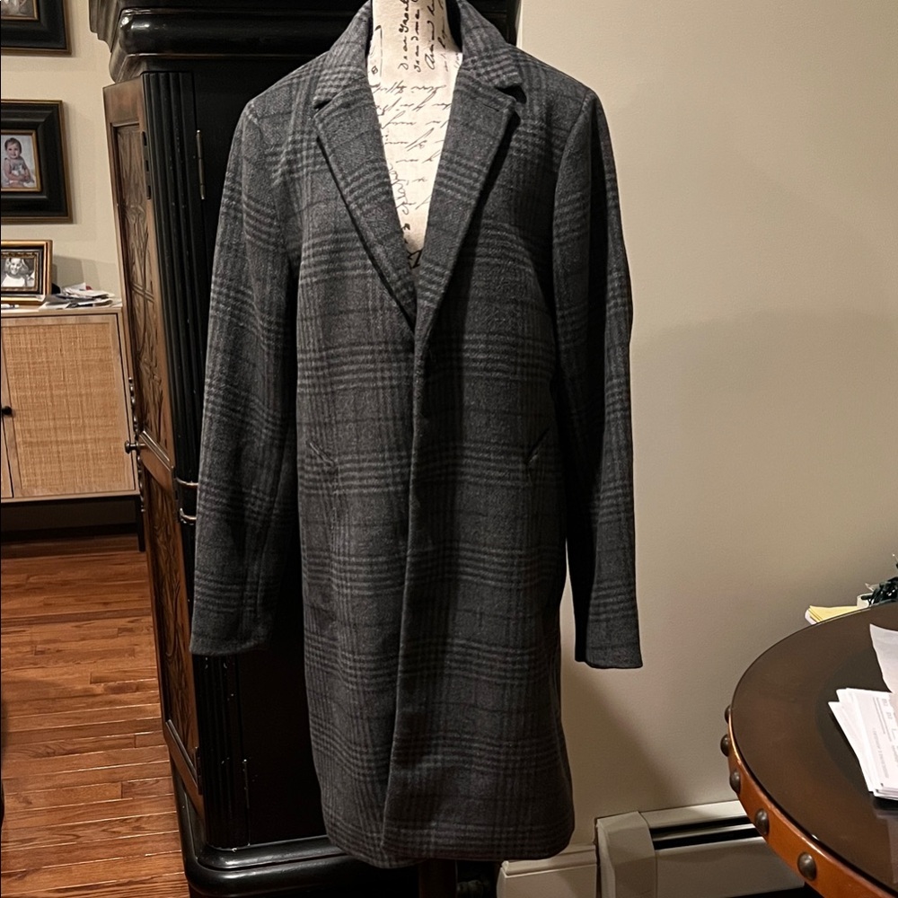 Gray Plaid Long Coat